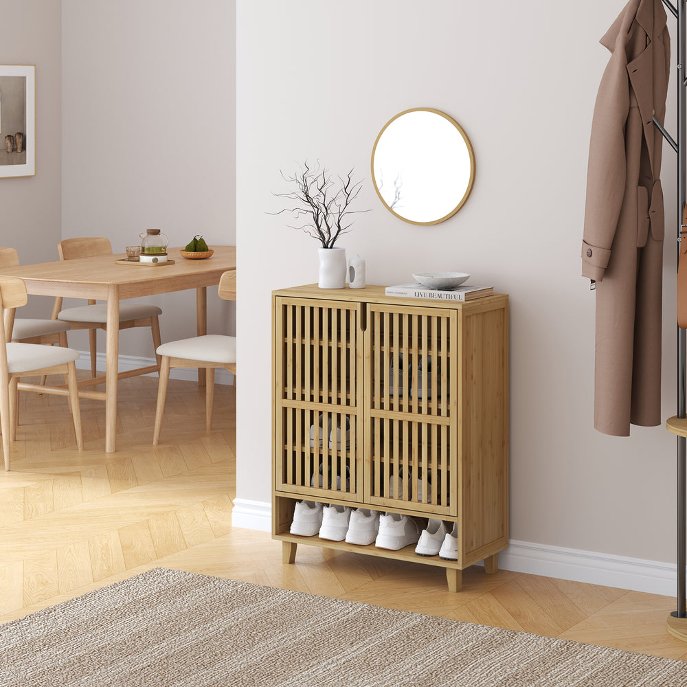 Schoenenkast Sirgerg bamboe 91x72x35 cm naturel [en.casa]