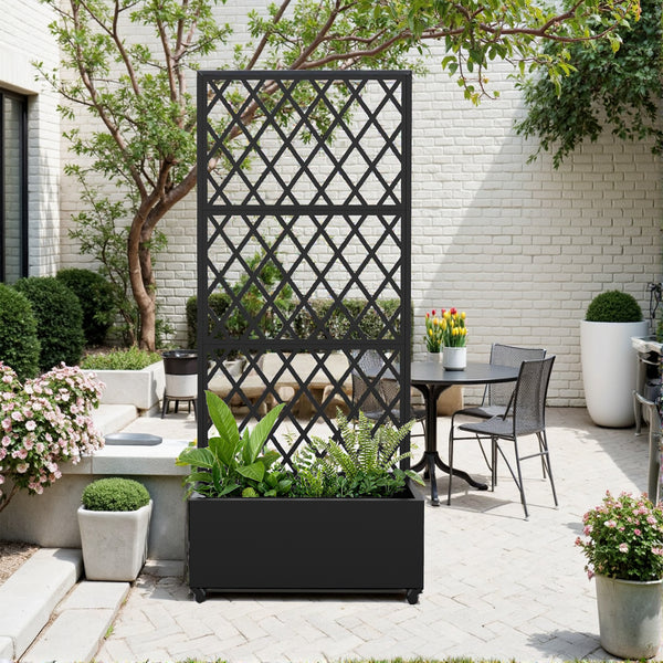 Roomdivider Malja met plantenbak 190x82x38 cm zwart casa.pro