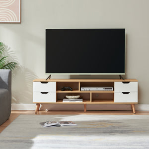 Tv-meubel Bordkak 140x30x45 cm eikenkleurig en wit [en.casa]