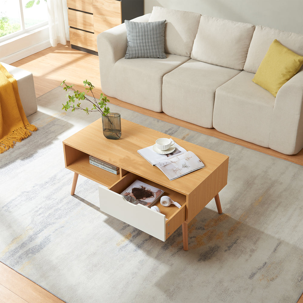 Salontafel Bordkak 100x48x45 cm eikenkleurig en wit [en.casa]