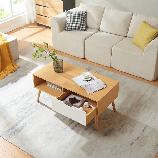 Salontafel Bordkak 100x48x45 cm eikenkleurig en wit [en.casa]