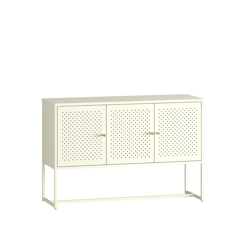Dressoir Viitasaari commode met 3 deuren 120x40x80 cm crèmewit [en.casa]