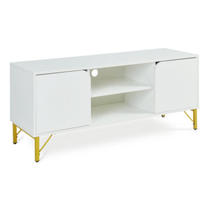 Tv-meubel Reyri 120x39x52 cm wit en goudkleurig [en.casa]