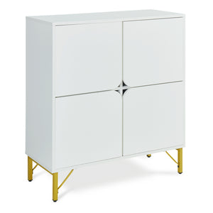 Sideboard Reyri 90x80x35 cm Wit/Goudkleurig [en.casa]