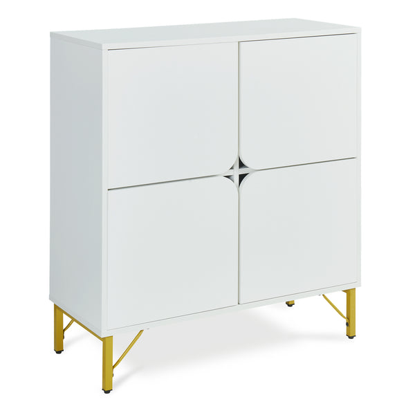 Sideboard Reyri 90x80x35 cm Wit/Goudkleurig [en.casa]