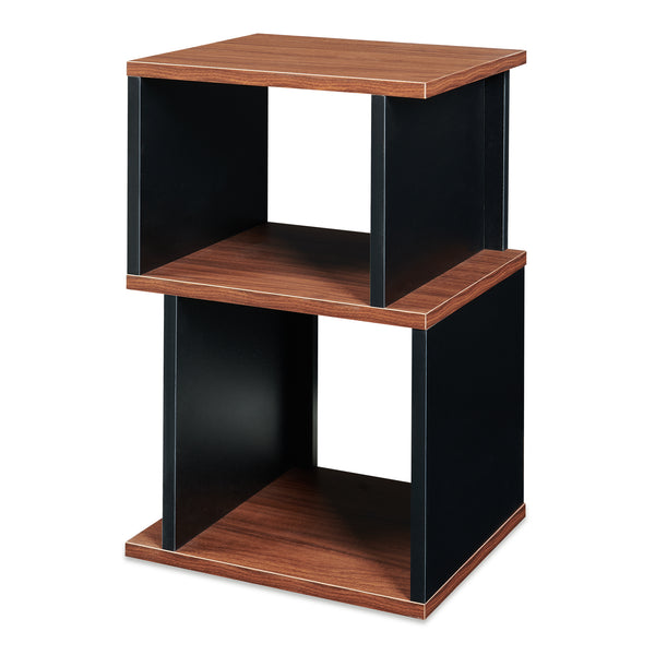 Bijzettafel 'Trond' met 2 open vakken 50 x 33 x 29 cm Zwart/walnootlook