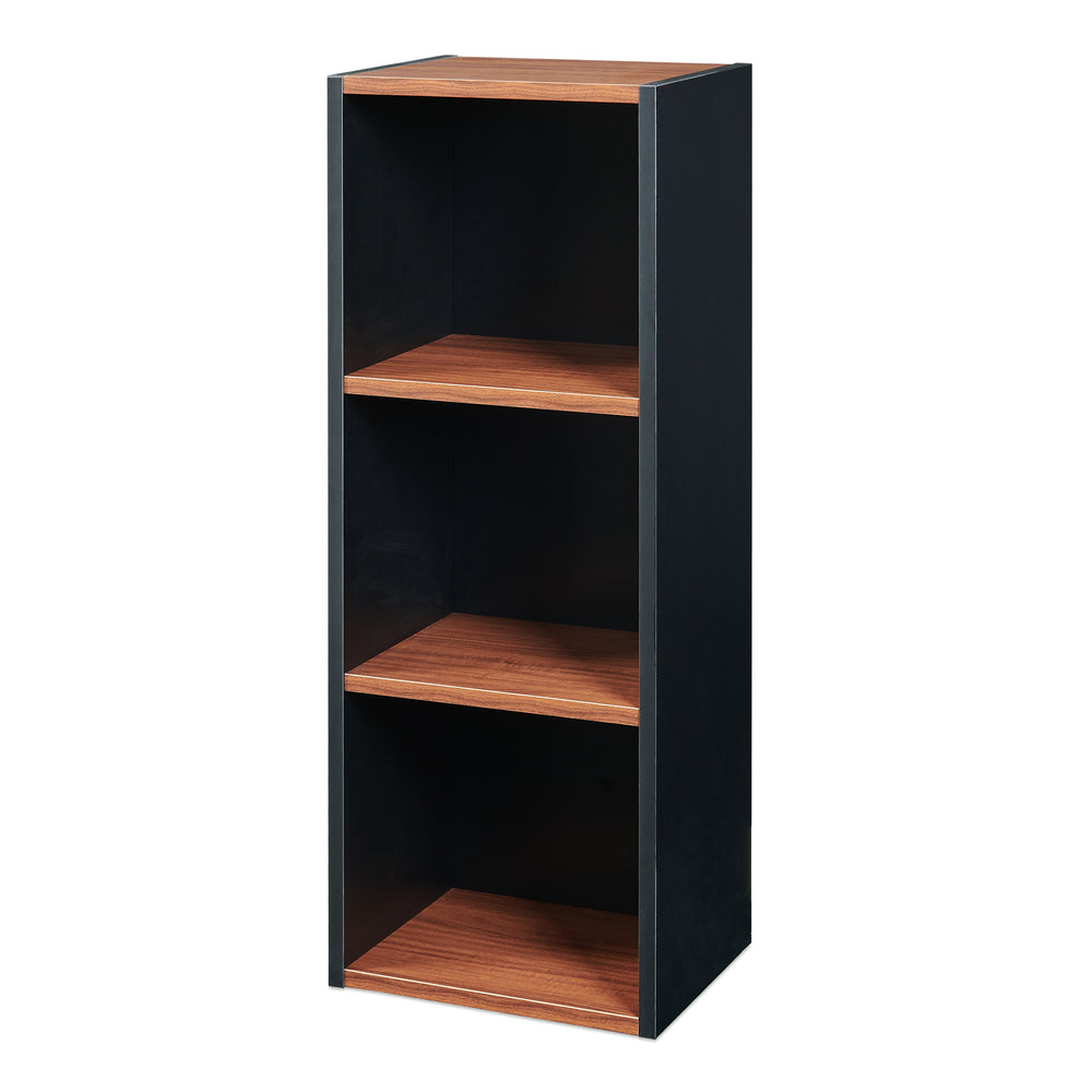 Boekenkast 'Trond' met 3 open vakken 80 x 30 x 23 cm Zwart/walnootlook
