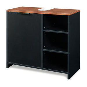 Wastafelonderkast Trond 60x66x30 cm Zwart/Walnootlook [en.casa]