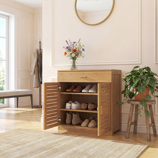 Schoenenkast Aarela 67x66x34 cm Bamboe [en.casa]