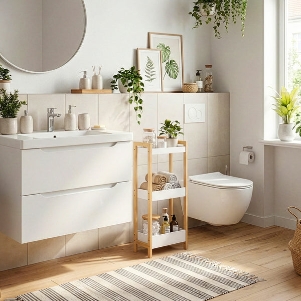 Badrek Anun met 3 niveaus 75x28x20 cm bamboe natuur/wit [en.casa]
