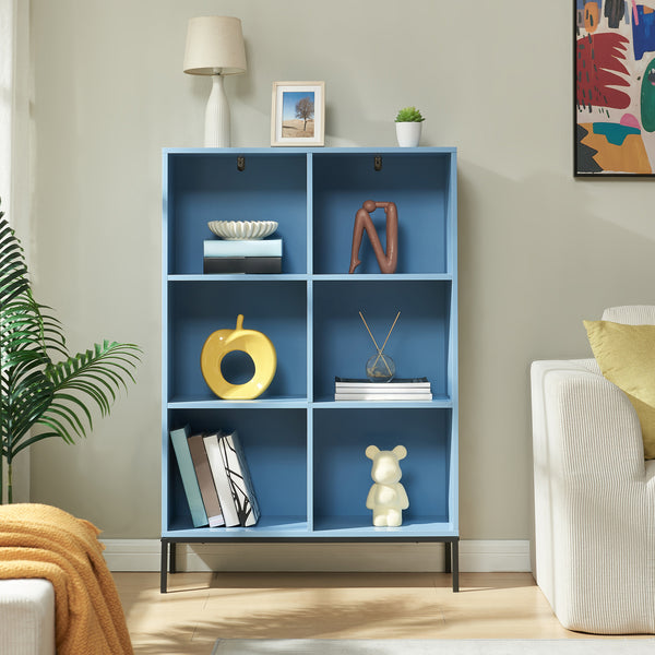 Bücherregal Colwyn 120x80x30 cm Blau [en.casa]