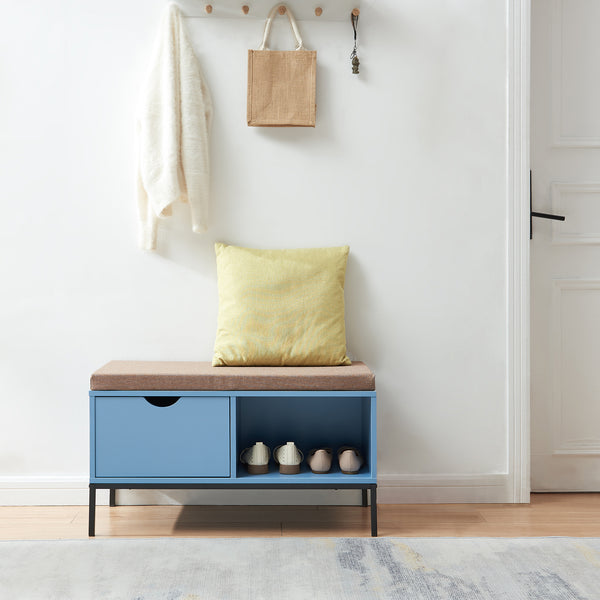 Schuhbank Colwyn 80x40x45 cm Blau [en.casa]