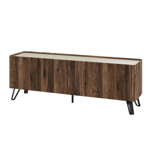 Tv-kast Trorlon 160x40x55 cm Notenhoutlook/Travertijn [en.casa]