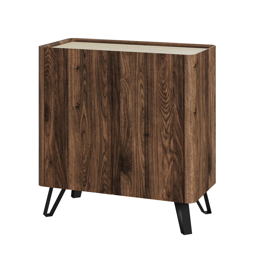 Kast Trorlon 83x80x40 cm Notenoptiek/Travertijn [en.casa]