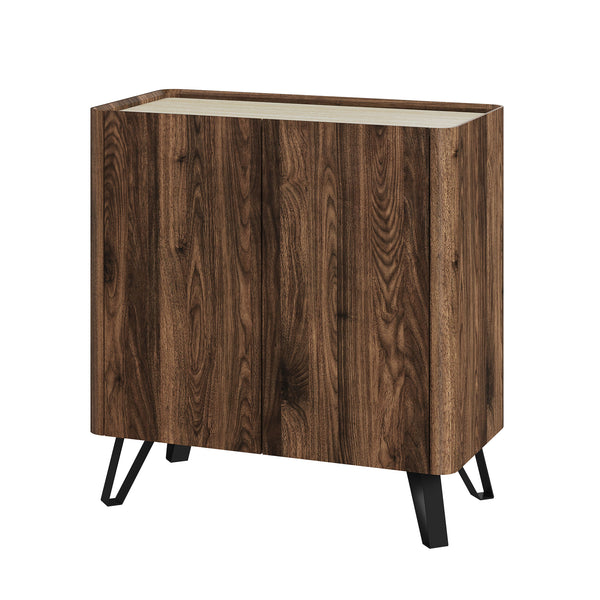 Kast Trorlon 83x80x40 cm Notenoptiek/Travertijn [en.casa]