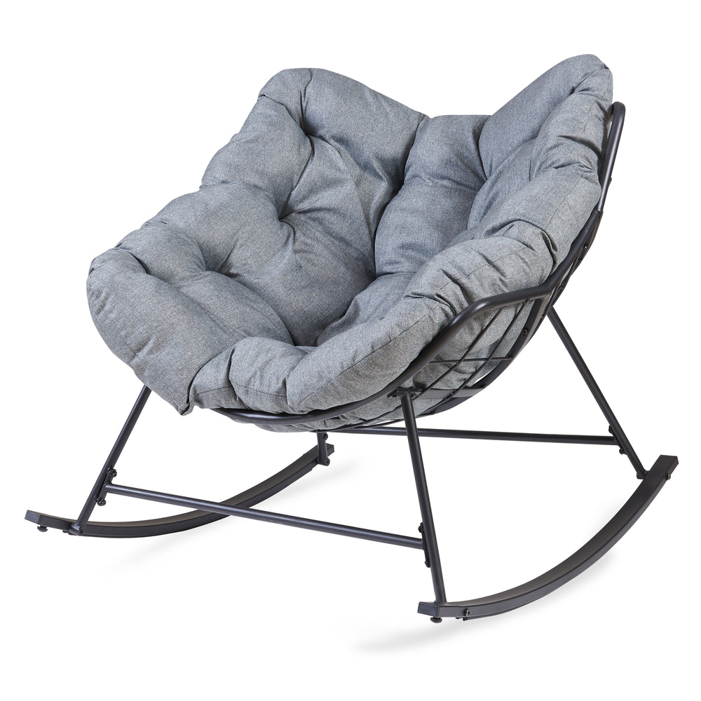 Schommelstoel Villeneuve 85x90x91 cm Zwart/Grijs [en.casa]