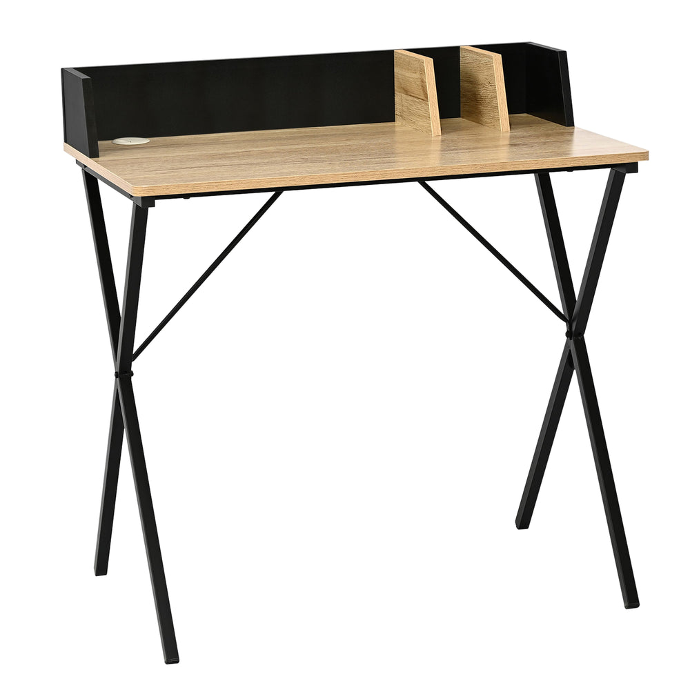 Bureau Kappespoo 84x80x50 cm Zwart/Eikenlook [en.casa]