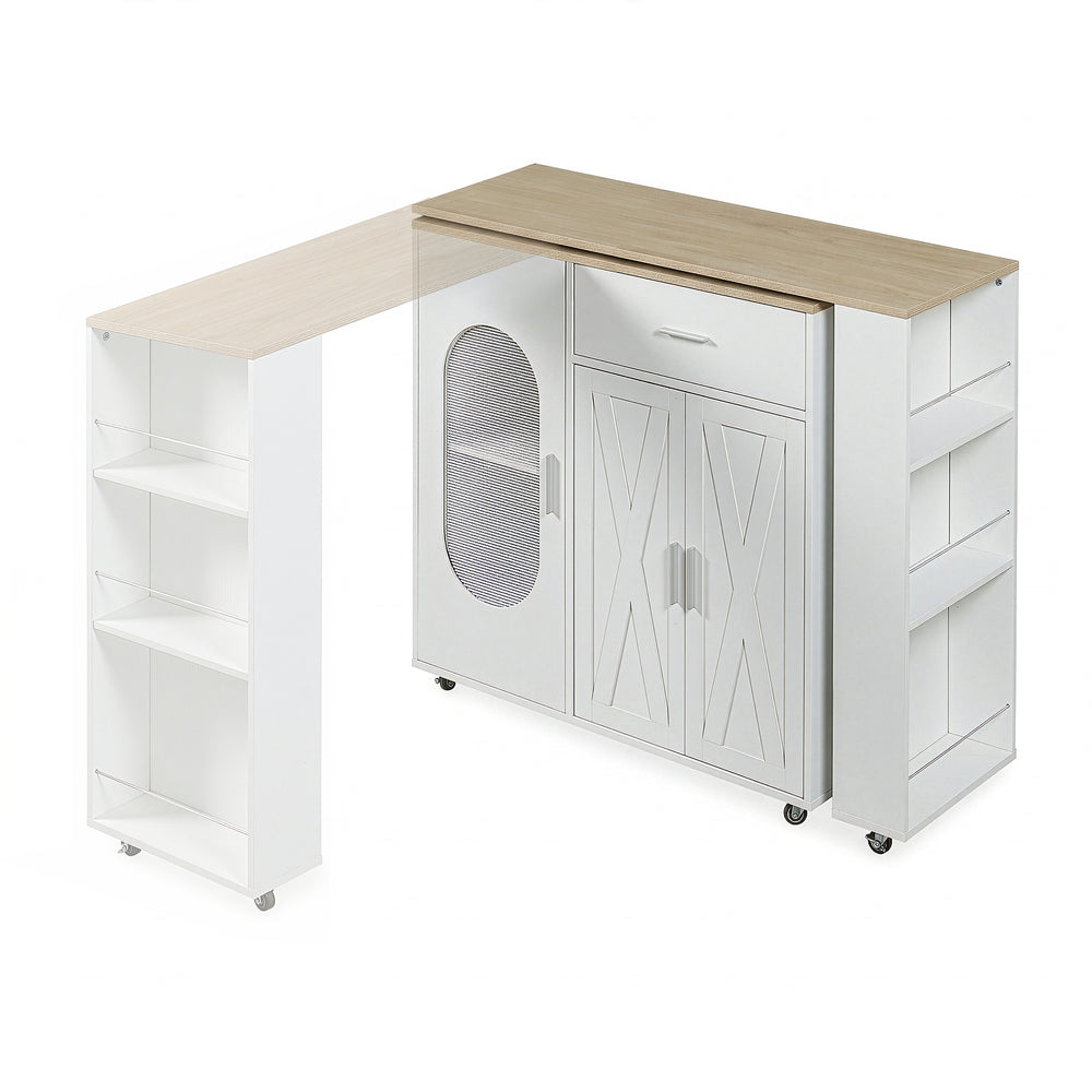 Uitschuifbare bartafel Kudebola 115x40x94 cm wit en eikenkleurig [en.casa] 