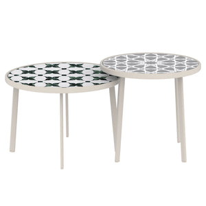 Outdoor statafel Faeto 2-delig glasplaat Champagne [casa.pro]