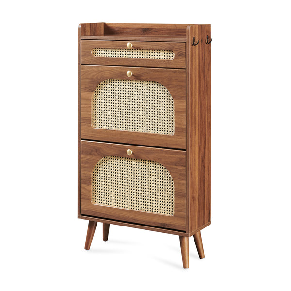 Schoenenrek Virievarnu 111x60x24 cm Notenhoutlook [en.casa]