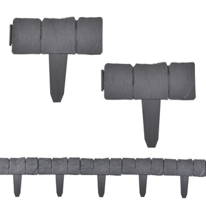 Borderrand palissade kunststof donkergrijs steenlook - verschillende maten