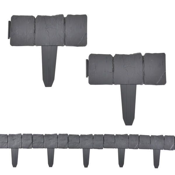 Borderrand palissade kunststof donkergrijs steenlook - verschillende maten