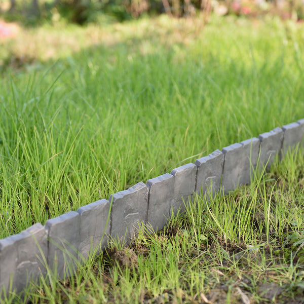 Borderrand palissade kunststof donkergrijs steenlook - verschillende maten