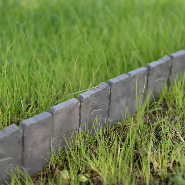 Borderrand palissade kunststof donkergrijs steenlook - verschillende maten