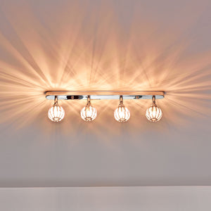 Plafondlamp Futura kristallen bollen 50x9x16 cm chroom 4xG9