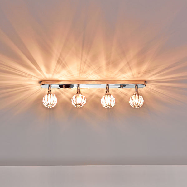 Plafondlamp Futura kristallen bollen 50x9x16 cm chroom 4xG9