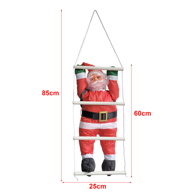 Maatschets Klimmende Kerstman 60 cm op ladder 85x25 cm