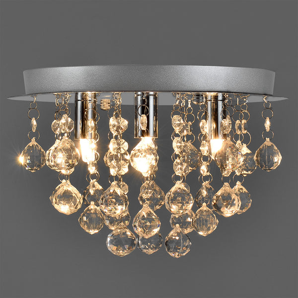 Plafondlamp Trio met kristallen 20xØ28 cm chroom 3xG9