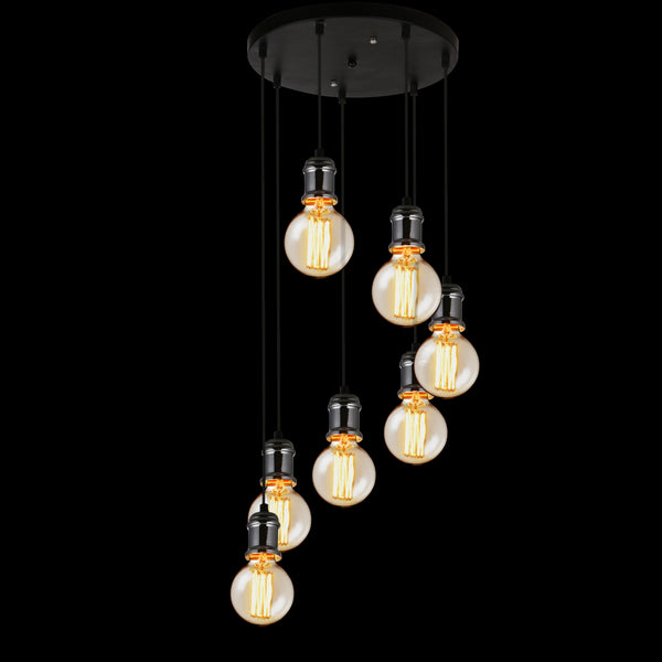 Hanglamp Las Vegas Ø35 cm verstelbaar 7xE27 zwart zilver