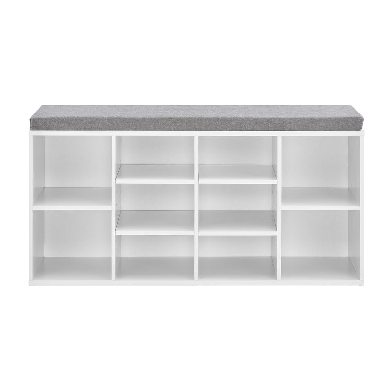 Maatschets Schoenenkast 103x30x48 cm met zitkussen donkergrijs en wit