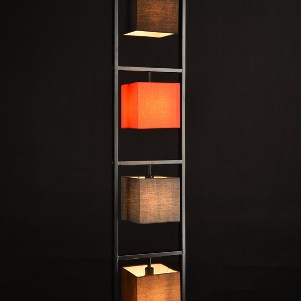 Vloerlamp staande lamp Tavira 4xE14 zwart rood grijs bruin 