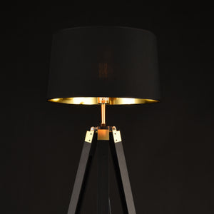 Staande lamp Karlsbad vloerlamp 145 cm zwart en messing E27