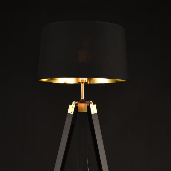Staande lamp Karlsbad vloerlamp 145 cm zwart en messing E27