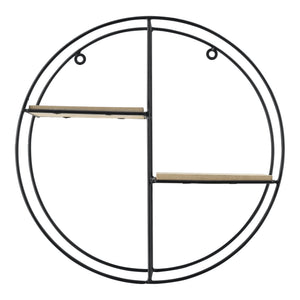 [en.casa] Wandrek rond zwart en hout 35x12 cm