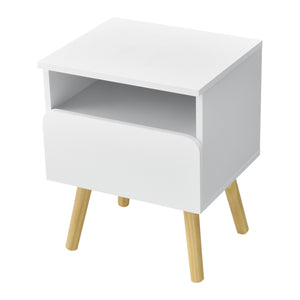 Nachtkastje Dargaville met lade 50x40x34 cm wit en hout
