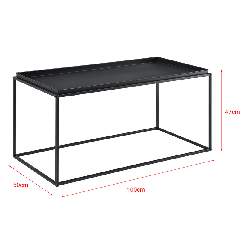 Maatschets Salontafel zwart metaal 47x100x50 cm