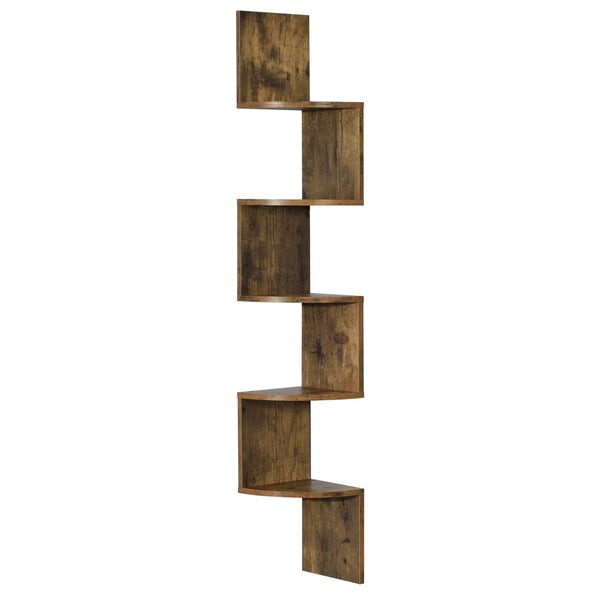 Wandplank wandrek zigzag 123x19,5x19,5 cm walnoot