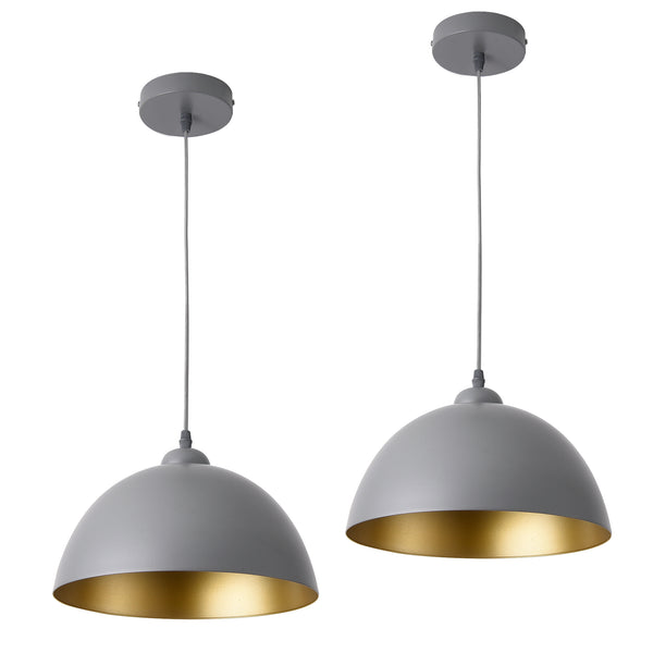 Hanglamp 18xØ30 cm 2xE27 Toulon set van 2 grijs en goud