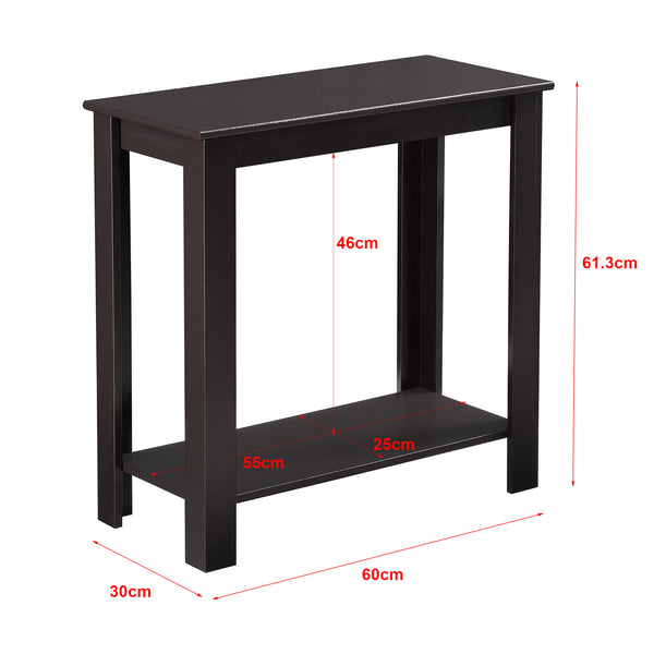 Bijzettafel Chur met plank MDF 60x30x61,3 cm donkerbruin