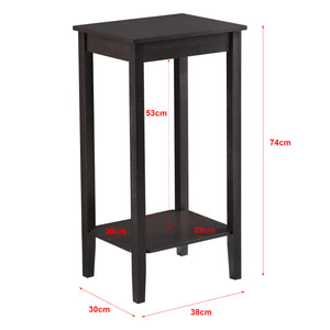 Bijzettafel Thun met plank MDF 38x30x74 cm donkerbruin