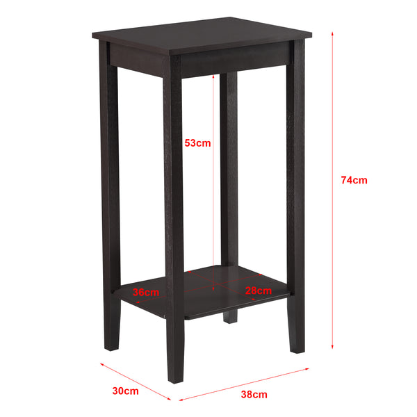 Bijzettafel Thun met plank MDF 38x30x74 cm donkerbruin