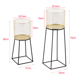 Bloempot op standaard Meise set van 2 zwart en goud