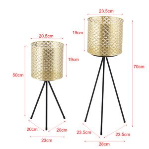 Bloempot op standaard Mechelen set van 2 zwart en goud