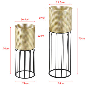 Bloempot op standaard Maasei set van 2 zwart en goud