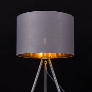 Tafellamp Metz tripod lamp metaal stof Ø30 cm E14 grijs goud