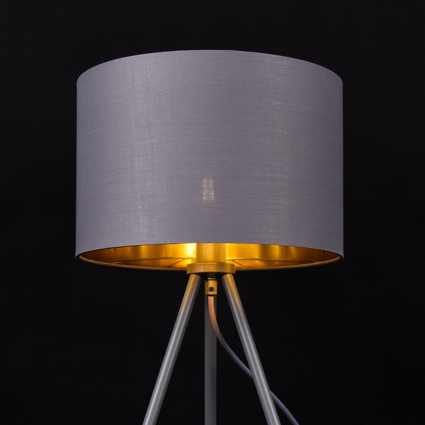 Tafellamp Metz tripod lamp metaal stof Ø30 cm E14 grijs goud